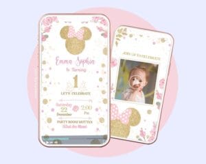 MINNIE PINK AND GOLD VIDEO INVITATION