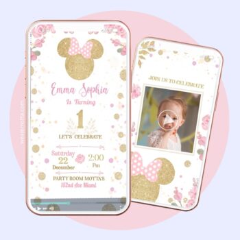 MINNIE PINK AND GOLD VIDEO INVITATION