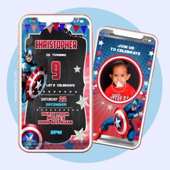 CAPTAIN AMERICA BIRTHDAY INVITATION