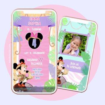 MINNIE SAFARI BIRTHDAY INVITATION