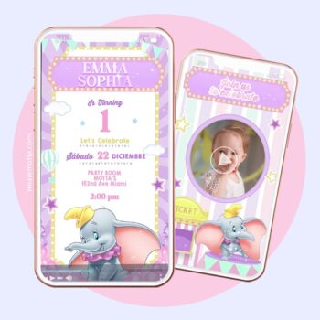 DUMBO GIRLY CIRCUS BIRTHDAY INVITATION