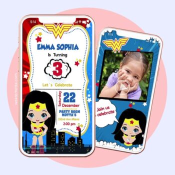 WONDER WOMAN BIRTHDAY INVITATION