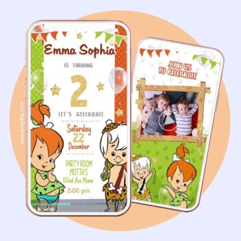 PEBBLES AND BAM BAM PARTY INVITATION