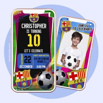 BARCELONA FOOTBALL CLUB birthday video invitation card FCB