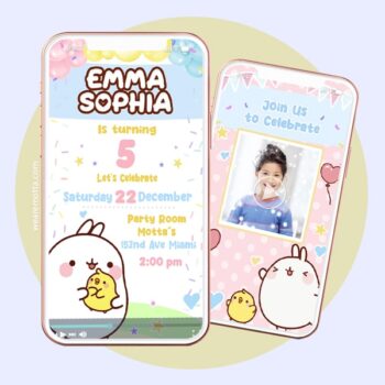 MOLANG and Piu Piu birthday video invitation card