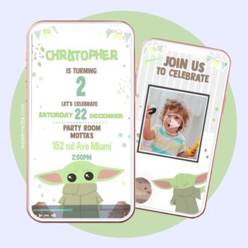 BABY YODA Grogu birthday video invitation card