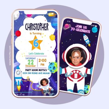 SPACE ASTRONAUT NASA Personalized birthday video invitation card