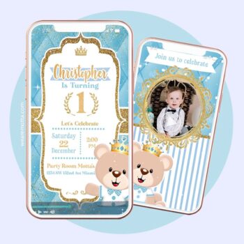 TEDDY BEAR PRINCE BIRTHDAY INVITATION