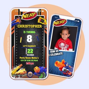 Birthday video invitation card personalization service theme Nerf Ultimate Battles