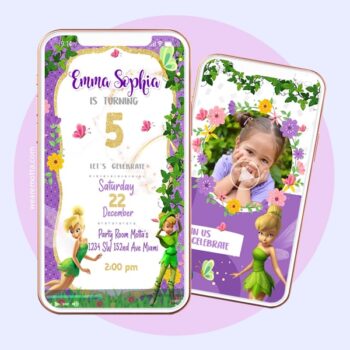 Birthday video invitation card personalization service theme TINKERBELL FAIRY BIRTHDAY INVITATION