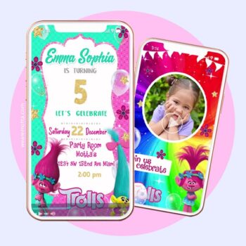 TROLLS BIRTHDAY PARTY Video INVITATION princess Poppy doll