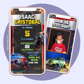 MONSTER TRUCKS BIRTHDAY INVITATION video personalization service