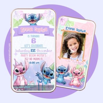 Stitch and Angel Birthday Invitation