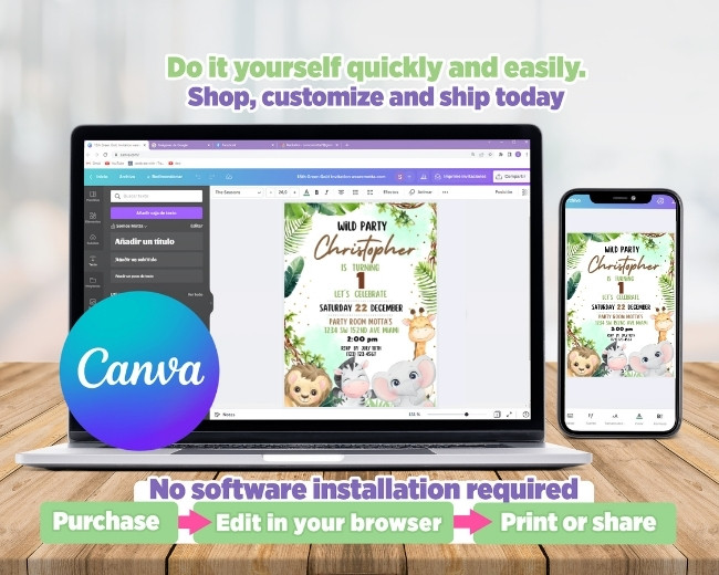 Editable Digital Safari Invitation