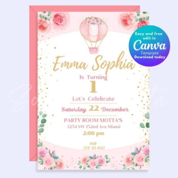 Editable Hot Air Balloon Invitation