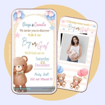 Teddy Bear Gender Reveal Invitation