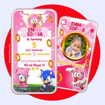 Amy Rose Sonic Video Invitation Pink Sonic Birthday