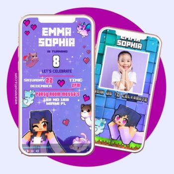 Aphmau Minecraft Character Digital Video Invitation