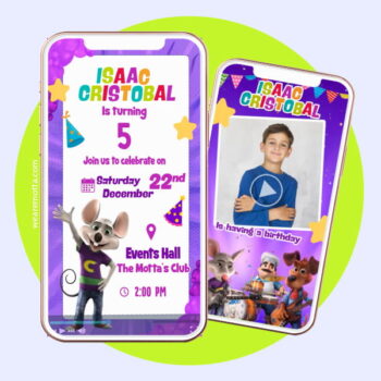 Chuck E. Cheese Video Invitation Personalized & Ready to Send