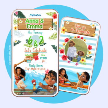 Moana Sisters Video Invite Baby & Teen Moana