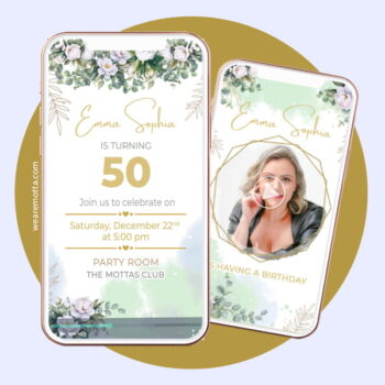 Elegant White Floral Video Invitation for Women