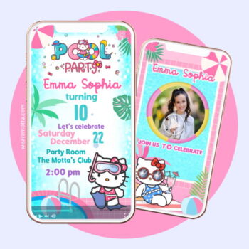 Hello Kitty Pool Party Video Invitation Custom Video