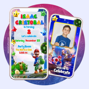 Super Mario Galaxy Video Invitation Personalized