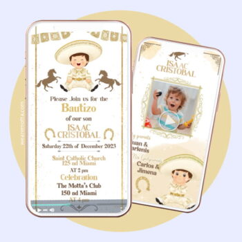 Charro Baby Boy Baptism Video Invitation - Personalized