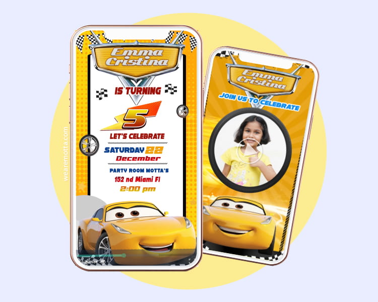 Cruz Ramirez Cars Birthday Invitation Custom & Ready