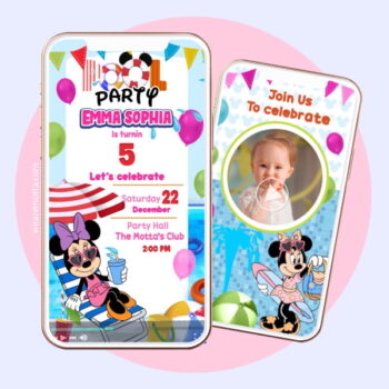 Minnie Mouse Pool Party Invitation