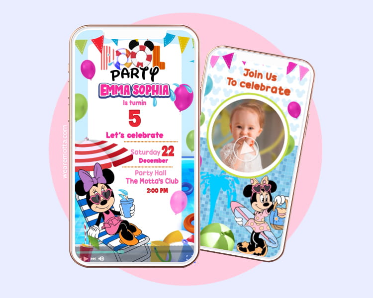 Minnie Mouse Pool Party Invitation