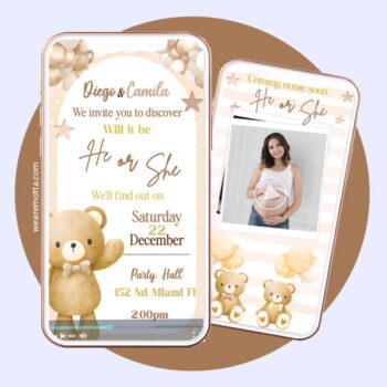 Neutral Gold & Brown Gender Reveal Video Invitation